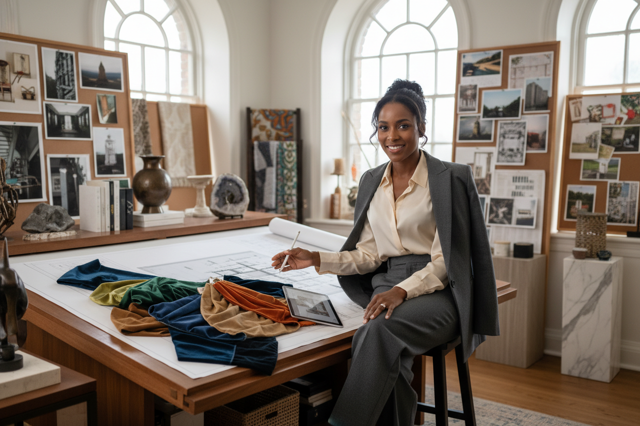 Designer Reviewing Plans