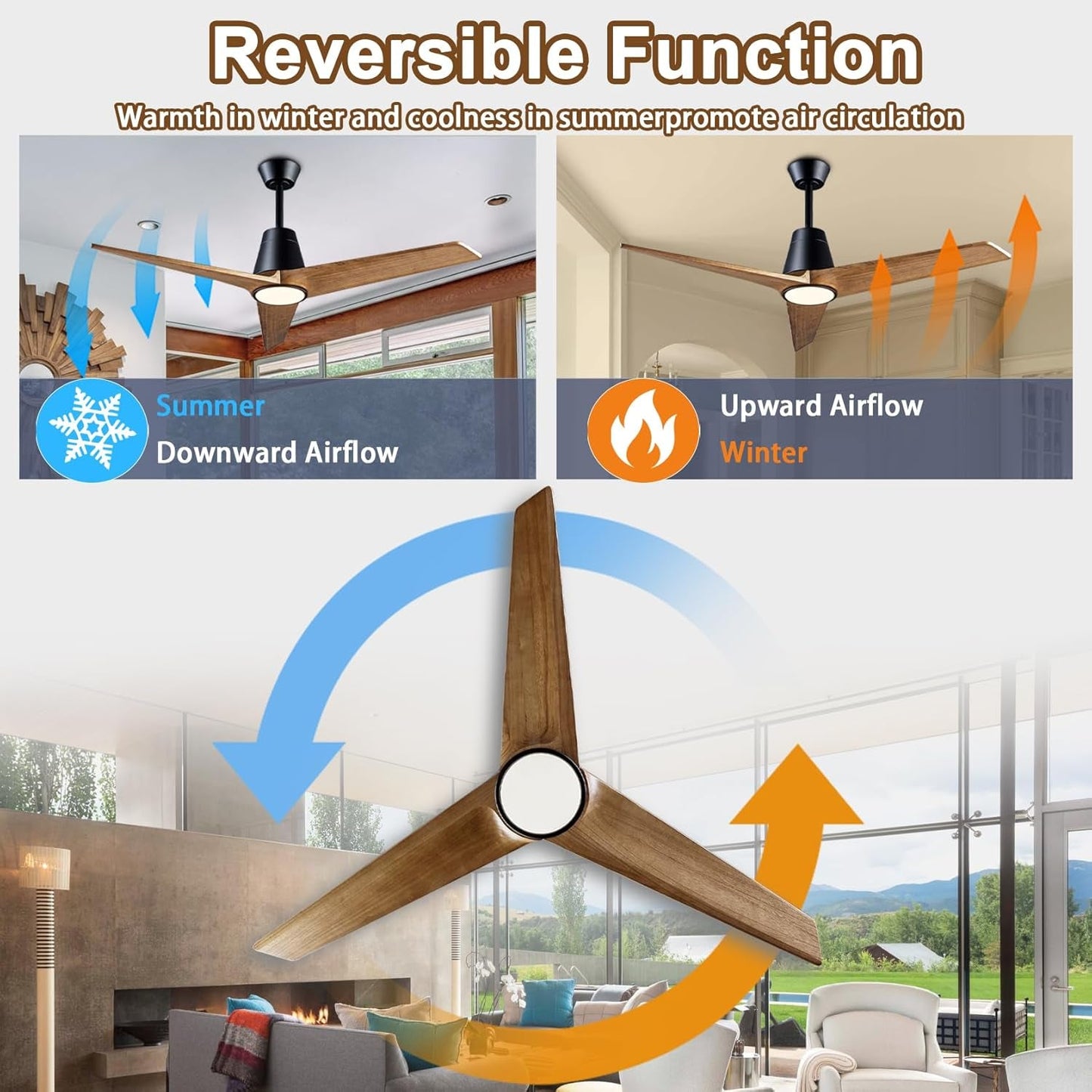 52 Inch Ceiling Fan With Remote Black Walnut Indoor Outdoor