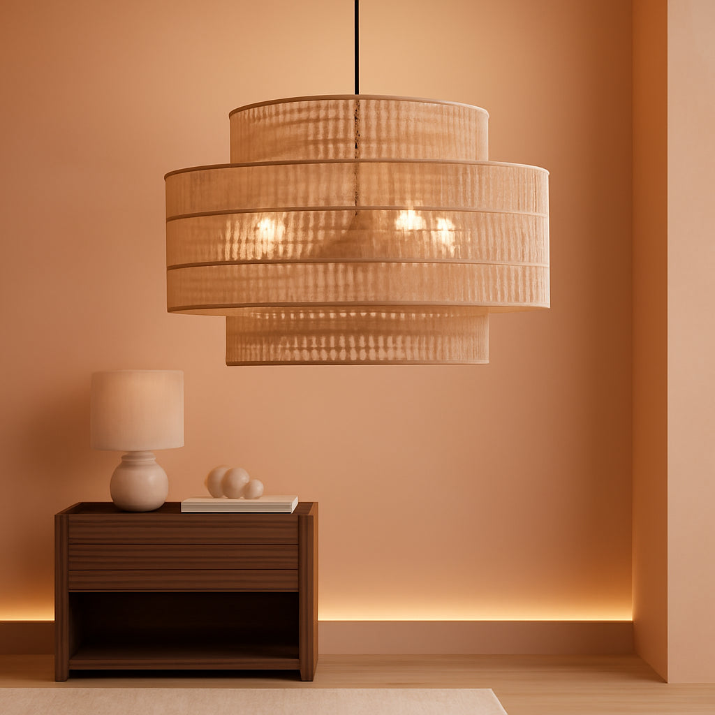 24 Inch Bohemian Handwoven Rattan Chandelier 6 Light