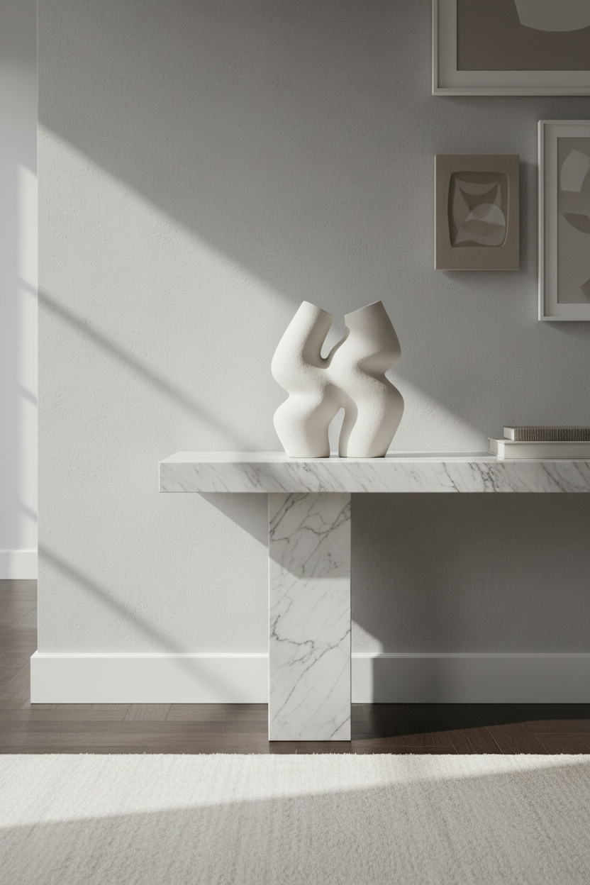 Artisan ceramic sculptural vase with modern minimalist design